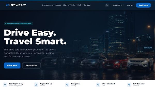 Car rental booking website homepage