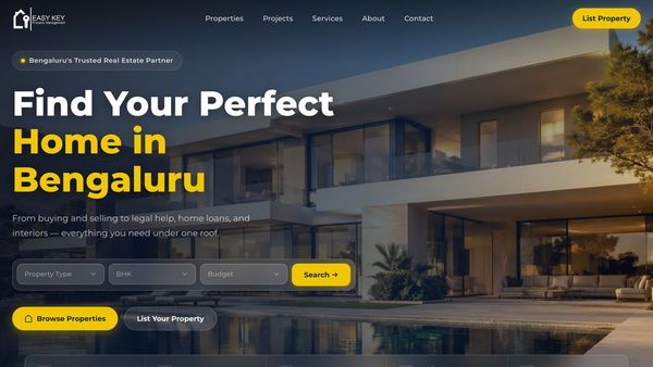 Real estate property listing website homepage
